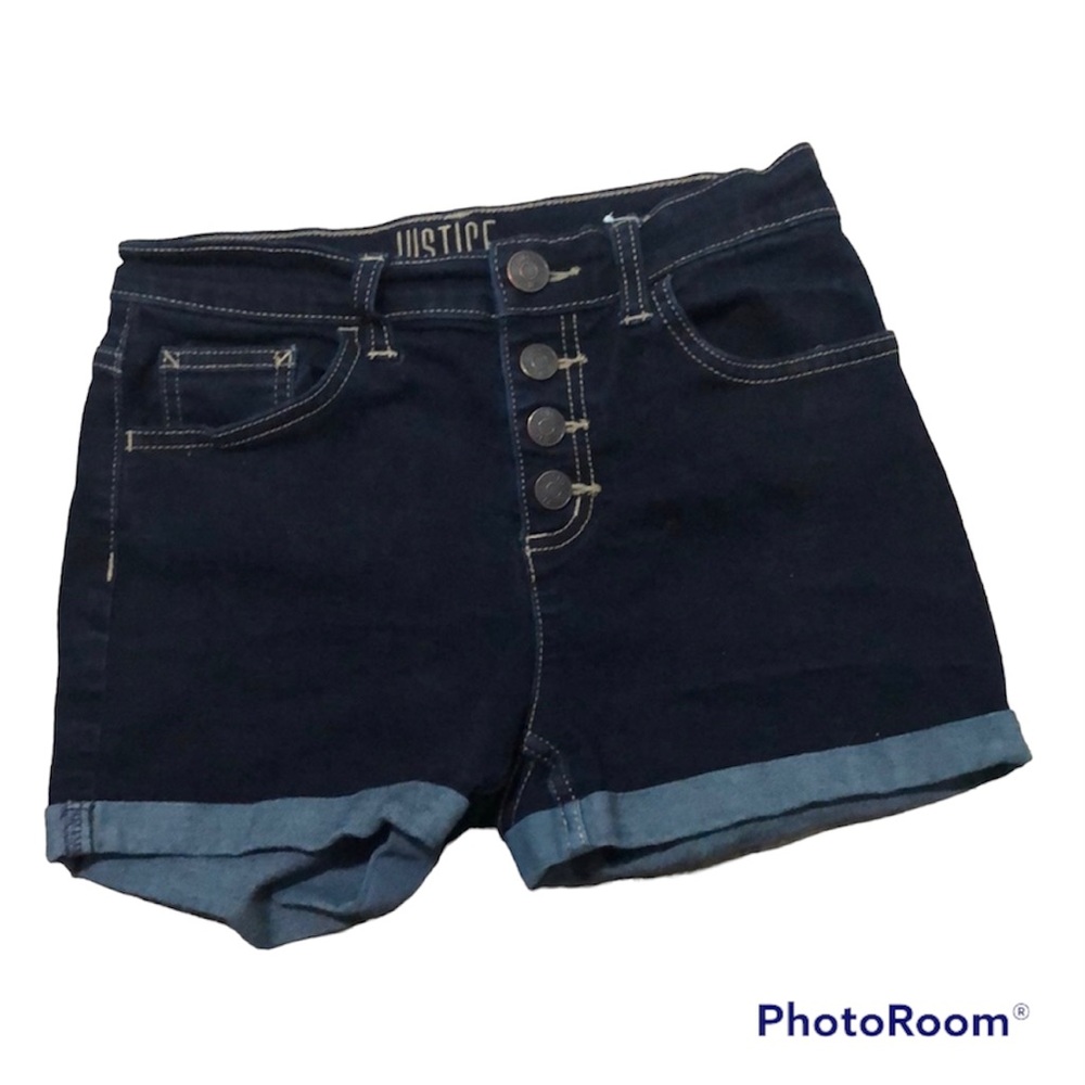 Justice Button Fly Stretch Denim Cuffed Shorts